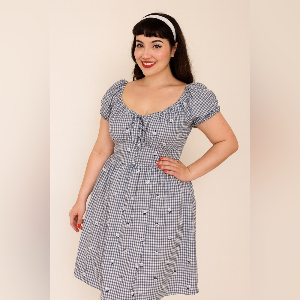 Bonne Chance Checkered Sunflower Dress